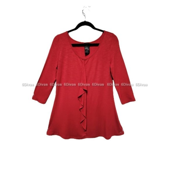 POINT Zero Soft Comfy Light Long Sleeved Red Blouse or Tunic Top- Size M - Picture 2 of 8